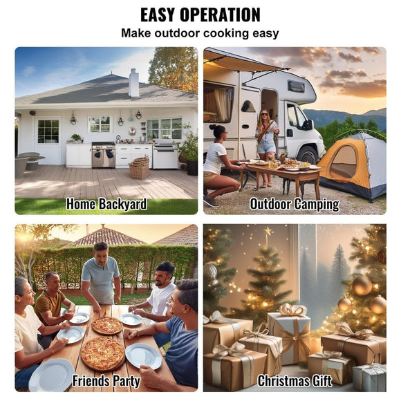 VEVOR Outdoor Pizza Oven, 12" Wood Fired Pizza Ovens, Pellet Pizza Stove with Thermometer, Portable Pizza Maker for Outside Backyard Patio Camping, Pizza Stone, Carry Bag, Shovel, Black - RnR Galore