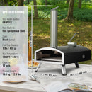 VEVOR Outdoor Pizza Oven, 12" Wood Fired Pizza Ovens, Pellet Pizza Stove with Thermometer, Portable Pizza Maker for Outside Backyard Patio Camping, Pizza Stone, Carry Bag, Shovel, Black - RnR Galore