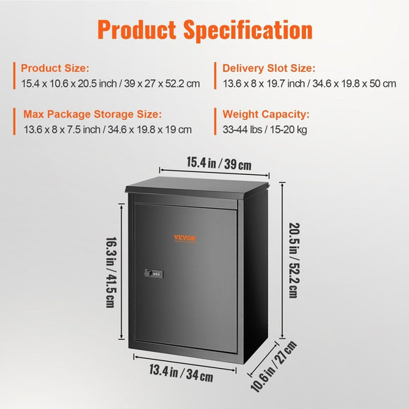 VEVOR Package Delivery Boxes for Outside 15.4" x 10.6" x 20.5" with Coded Lock - RnR Galore