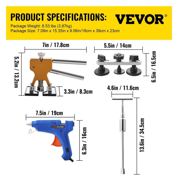 VEVOR Paintless Dent Repair Tools Hail Damage Remover 89 Pcs Body Dent Removal - RnR Galore