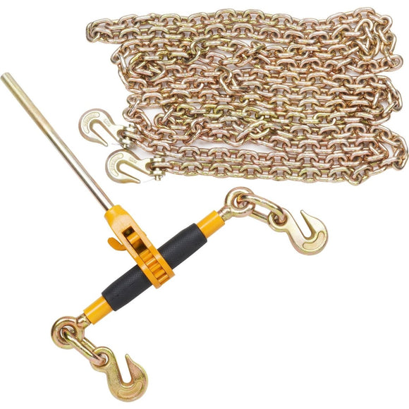 VEVOR Ratchet Chain Binder 3/8" - 1/2" Load Binders 12000 lbs w/ G80 Chains 4 Pcs - RnR Galore