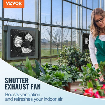 VEVOR 12" Shutter Exhaust Fan with EC-motor, Temperature Humidity Control - 904 CFM - RnR Galore