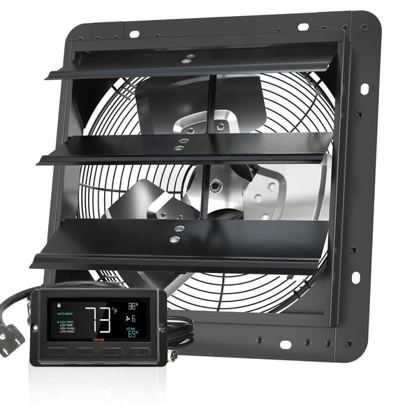 VEVOR 12" Shutter Exhaust Fan with EC-motor, Temperature Humidity Control - 904 CFM - RnR Galore
