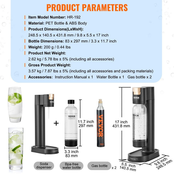 VEVOR Home Soda Maker Kit with CO2 Cylinders & BPA-free Bottle - RnR Galore