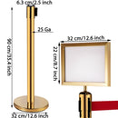 VEVOR Stanchion Post Barriers 6 - Set Line Dividers, Stainless Steel Stanchions with 6.6 Red Retractable Belts, Stanchions with One Sign Frame, 34.6 Queue Safety Stanchions (Gold) - RnR Galore