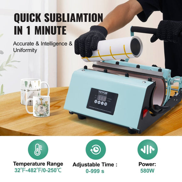 VEVOR Tumbler Heat Press Machine 11 - 30oz Mug Press Sublimation Tumblers Green - RnR Galore