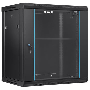 VEVOR Wall Mount Server Cabinet, Locking Glass Door, 90.72 kg Load Capacity, for IT & A/V Equipment - RnR Galore