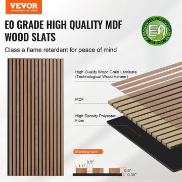 VEVOR Wood Slat Acoustic Panels 23.6 x 47.2 inch for Modern Wall Decor Walnut - RnR Galore