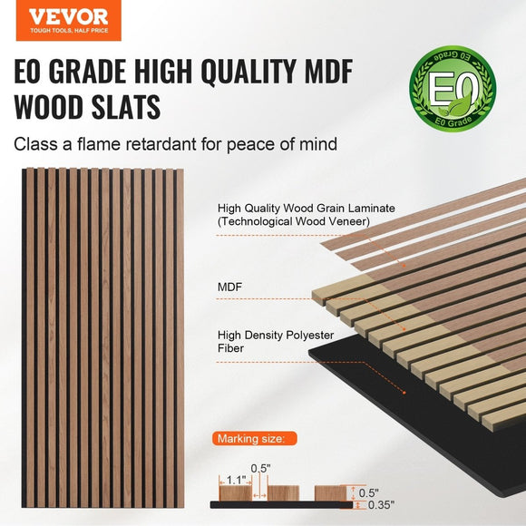 VEVOR Wood Slat Acoustic Panels 23.6 x 47.2 inch for Modern Wall Decor Walnut - RnR Galore