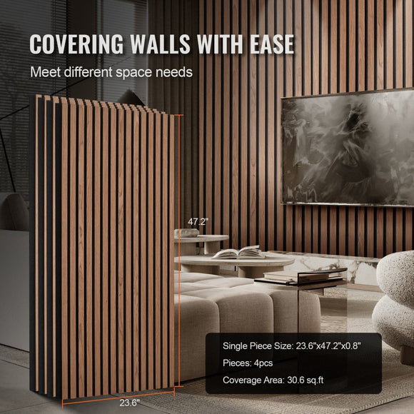 VEVOR Wood Slat Acoustic Panels 23.6 x 47.2 inch for Modern Wall Decor Walnut - RnR Galore