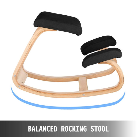 VEVOR Wooden Ergonomic Kneeling Chair Memory Seat Cushion Relieving Body Black - RnR Galore