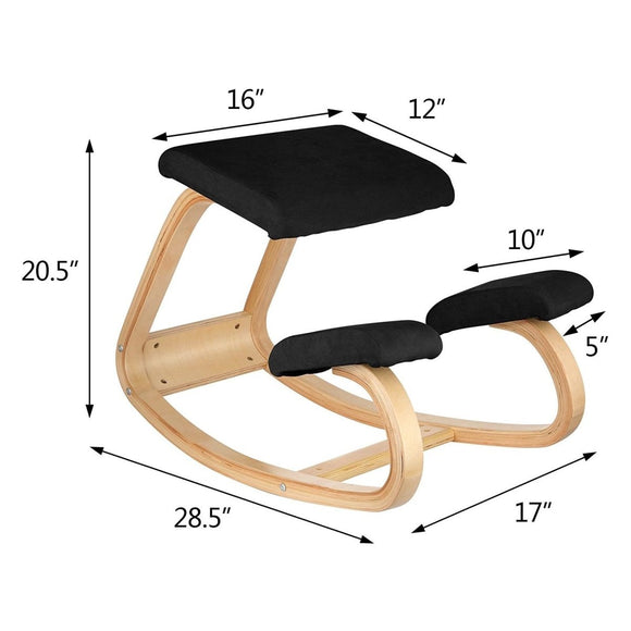 VEVOR Wooden Ergonomic Kneeling Chair Memory Seat Cushion Relieving Body Black - RnR Galore