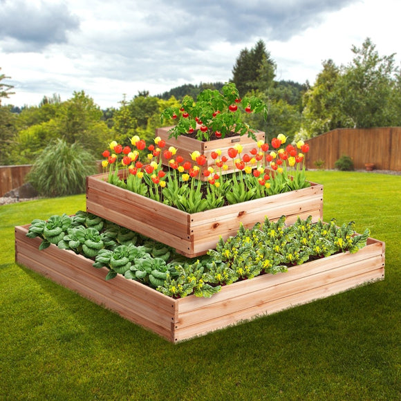 VEVOR Wooden Raised Garden Bed Planter Box 113 x 113 x 51 cm Flower Vegetable Herb - RnR Galore