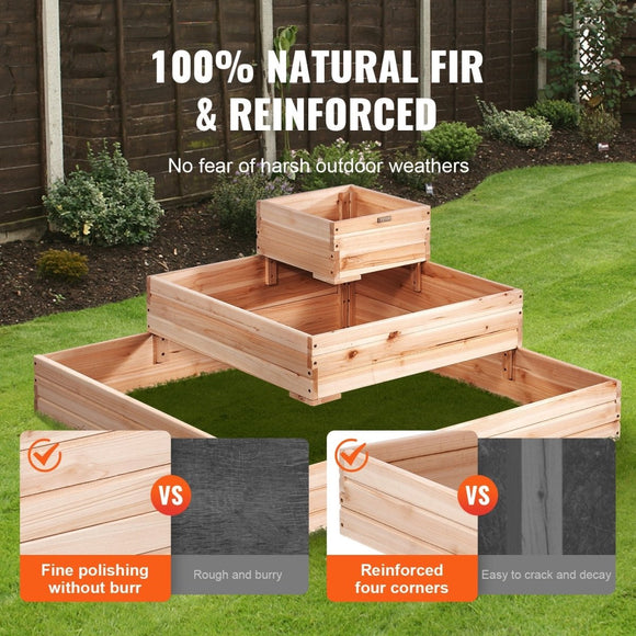 VEVOR Wooden Raised Garden Bed Planter Box 113 x 113 x 51 cm Flower Vegetable Herb - RnR Galore