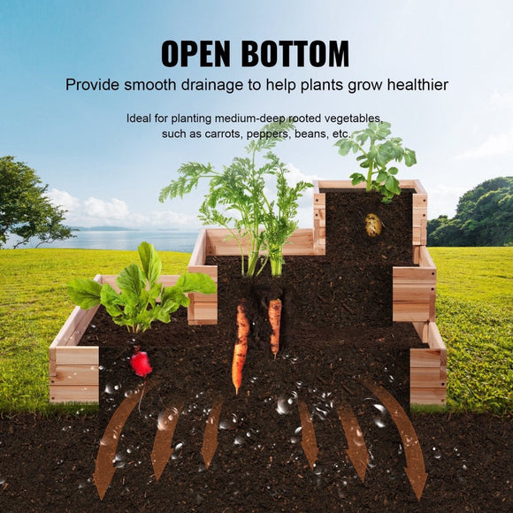 VEVOR Wooden Raised Garden Bed Planter Box 113 x 113 x 51 cm Flower Vegetable Herb - RnR Galore