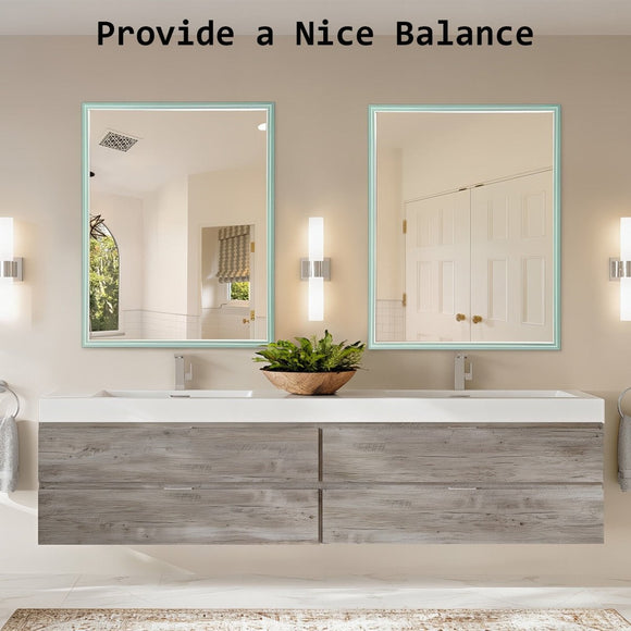 Wall Mirror Rectangular Frame Bathroom 70x90cm Turquoise - RnR Galore