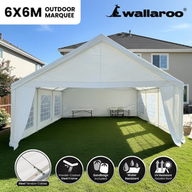 Wallaroo 6x6m Outdoor Event Marquee Gazebo Party Wedding Tent - White - RnR Galore