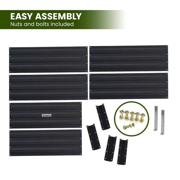 Wallaroo Garden Bed 210 x 90 x 30cm Galvanized Steel - Black - RnR Galore