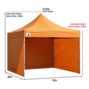 Wallaroo Gazebo Tent Marquee 3x3 PopUp Outdoor - Orange - RnR Galore