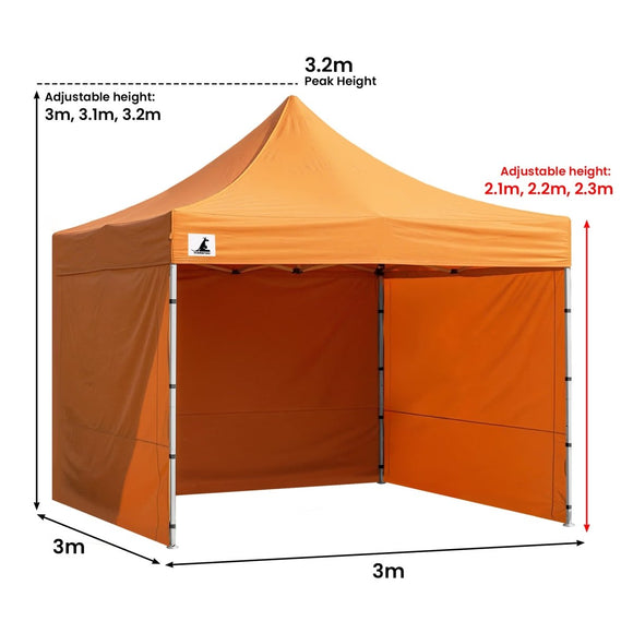 Wallaroo Gazebo Tent Marquee 3x3 PopUp Outdoor - Orange - RnR Galore