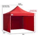Wallaroo Gazebo Tent Marquee 3x3 PopUp Outdoor Red - RnR Galore
