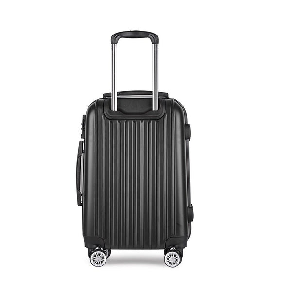 Wanderlite 24" 66cm Luggage Trolley Travel Set Suitcase Carry On Hard Case TSA Lock Lightweight Black - RnR Galore