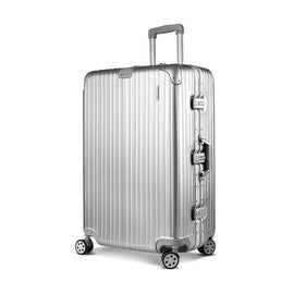 Wanderlite 28" Luggage Trolley Travel Suitcase Set TSA Carry On Lightweight Aluminum Silver - RnR Galore