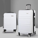 Wanderlite 2pc Luggage Trolley Set Suitcase Travel TSA Carry On Hard Case Lightweight White - RnR Galore