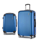 Wanderlite 2pcs Luggage Trolley Set Travel Suitcase Carry On Hard Case Lightweight Blue - RnR Galore