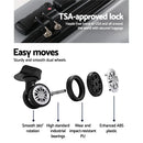 Wanderlite 3pc Luggage Trolley Travel Set Suitcase Carry On TSA Lock Hard Case Lightweight Silver - RnR Galore