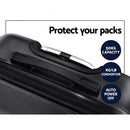 Wanderlite 3pc Luggage Trolley Travel Suitcase Set TSA Hard Case Lightweight Black - RnR Galore