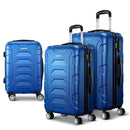 Wanderlite 3pc Luggage Trolley Travel Suitcase Set TSA Hard Shell Case Strap Blue - RnR Galore