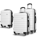 Wanderlite 3pcs Luggage Trolley Travel Suitcase Set TSA Hard Shell Case Strap White - RnR Galore