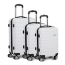 Wanderlite 3pcs Luggage Trolley Travel Suitcase Set TSA Hard Shell Case Strap White - RnR Galore