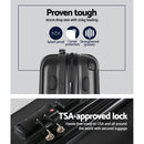 Wanderlite 3pcs LuggageTrolley Set Travel Suitcase Storage Organiser Carry On Hard Case TSA Lightweight Black - RnR Galore