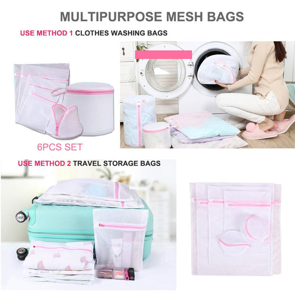 Washing Bag Pack Set Of 6 Laundry Bags Mesh Lingerie Delicate clothes Wash Bags - RnR Galore