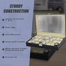 Watch Box - 24 Slot Luxury Display Case With Framed Glass Lid - RnR Galore