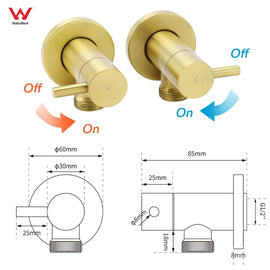 Watermark Brushed Gold Round Washing Machine 1/4 Turn Hot Cold Twin Taps Set - RnR Galore