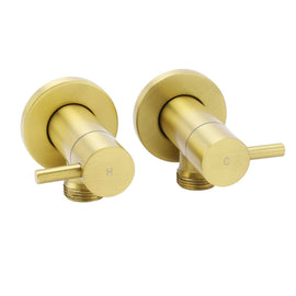 Watermark Brushed Gold Round Washing Machine 1/4 Turn Hot Cold Twin Taps Set - RnR Galore