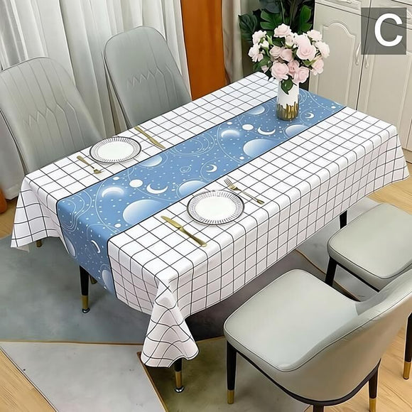 Waterproof Oilproof Washable Heat - Resistant PVC Tablecloth - 5 Patterns & Sizes for Home, Restaurant & Picnic Dining（B,180*138） - RnR Galore