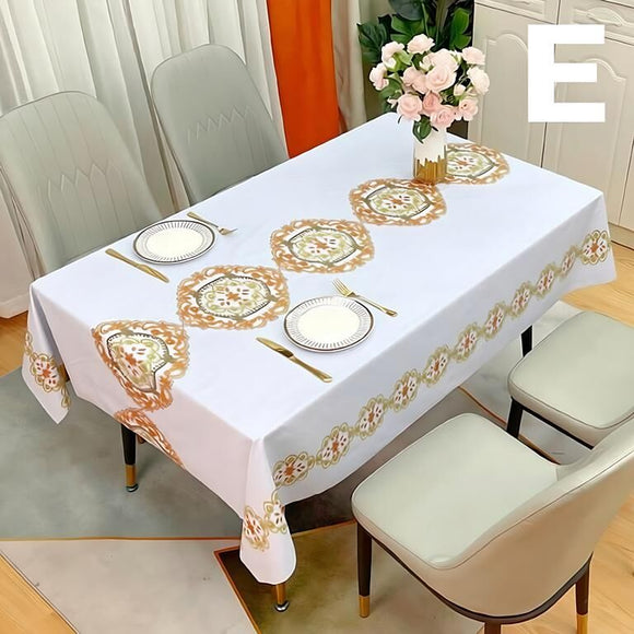 Waterproof Oilproof Washable Heat - Resistant PVC Tablecloth - 5 Patterns & Sizes for Home, Restaurant & Picnic Dining（D,138*138） - RnR Galore