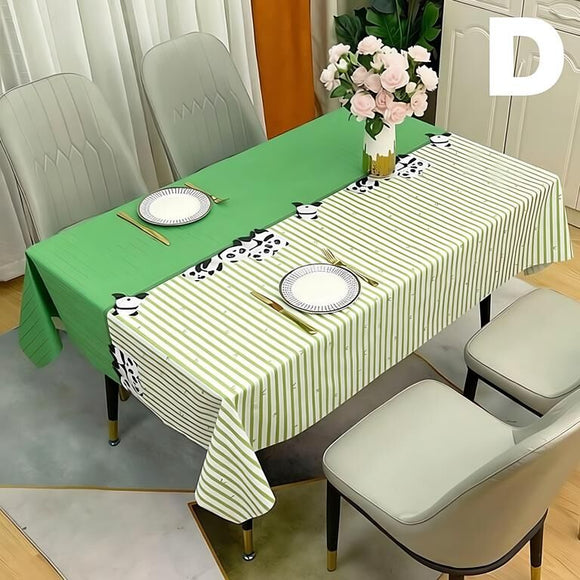 Waterproof Oilproof Washable Heat - Resistant PVC Tablecloth - 5 Patterns & Sizes for Home, Restaurant & Picnic Dining（E,220*138） - RnR Galore