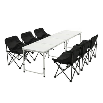 Weisshorn 7pc Camping Table Chair Set Outdoor Folding Aluminium Portable Picnic - RnR Galore