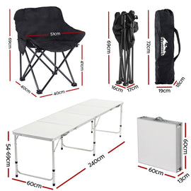 Weisshorn 7pc Camping Table Chair Set Outdoor Folding Aluminium Portable Picnic - RnR Galore