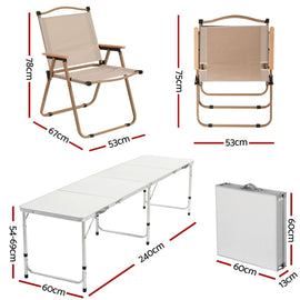Weisshorn 7pc Camping Table Chair Set Outdoor Folding Aluminium Portable Picnic - RnR Galore