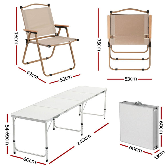 Weisshorn 7pc Camping Table Chair Set Outdoor Folding Aluminium Portable Picnic - RnR Galore