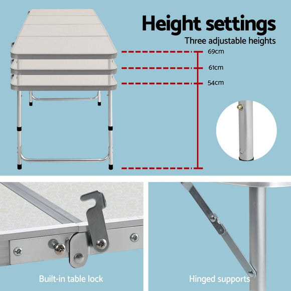 Weisshorn 7pc Camping Table Chair Set Outdoor Folding Aluminium Portable Picnic - RnR Galore