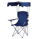 Weisshorn Camping Chair With Canopy Folding Outdoor Portable Seat Lightweight Beach Picnic Fishing Capacity 120KG Navy Blue - RnR Galore