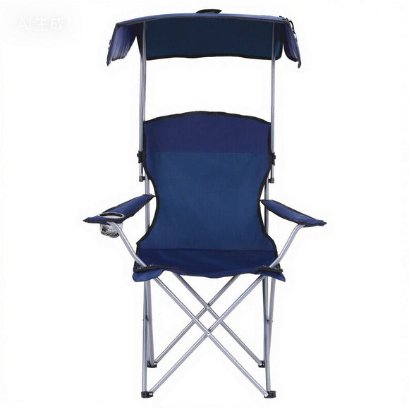 Weisshorn Camping Chair With Canopy Folding Outdoor Portable Seat Lightweight Beach Picnic Fishing Capacity 120KG Navy Blue - RnR Galore