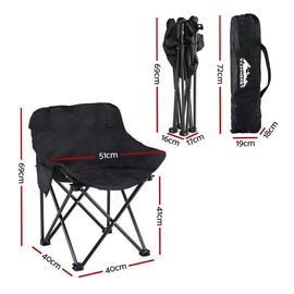 Weisshorn Folding Camping Moon Chair Portable Seat Weight Capacity 120KG Black - RnR Galore